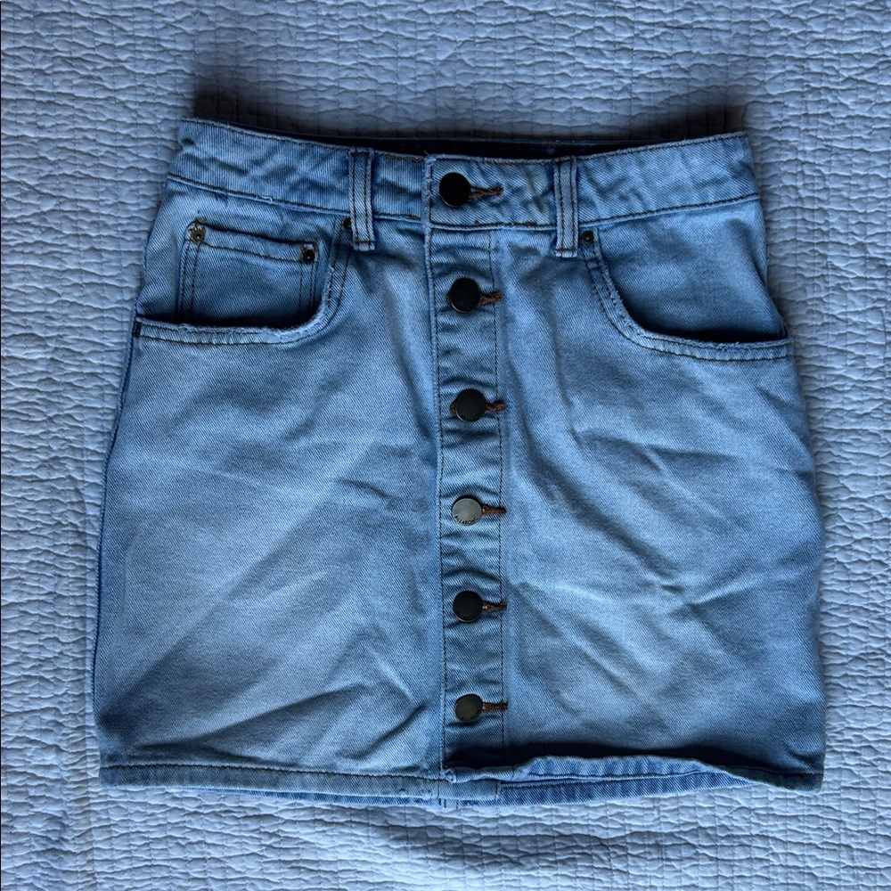 Billabong Bleached Denim Button-Front Skirt, size 26